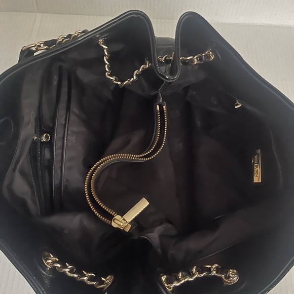 Tory Burch Black Quilted Patent Leather Marion Tote Bag - Picture 6 of 11